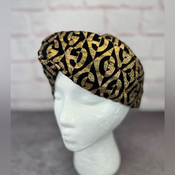 RARE Gucci Metallic Gold Black GG Women\'s Headband Turban main image 4